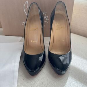 Christian Louboutin Black Patent Leather Pointed-Toe Pumps